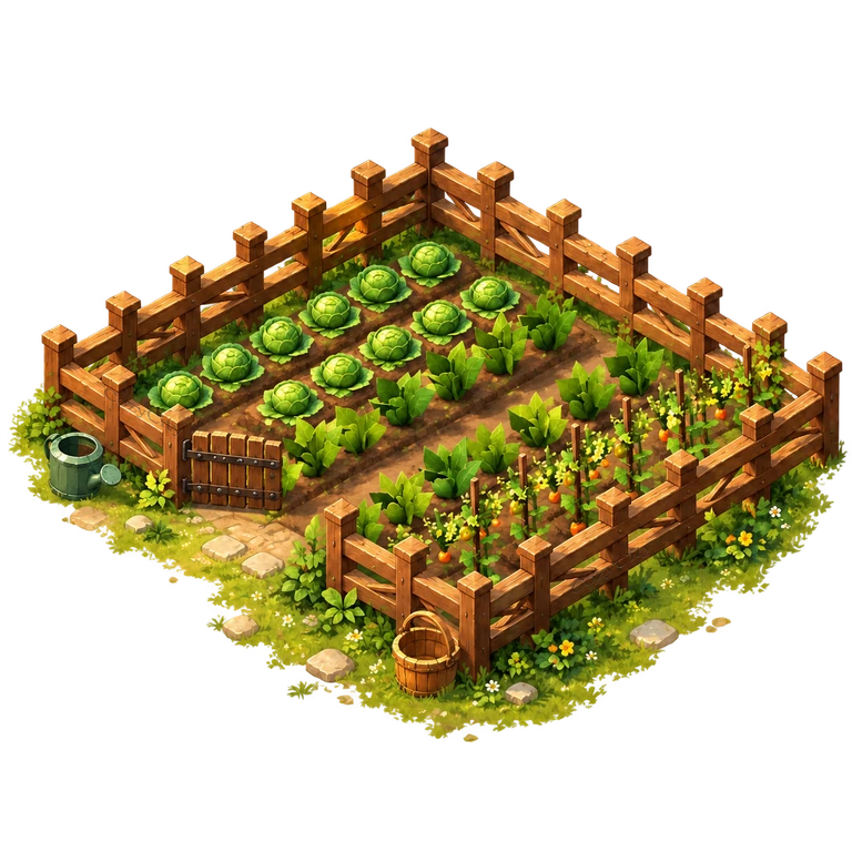 Garden illustration from the game’s build menu